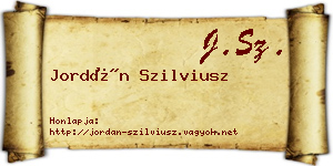 Jordán Szilviusz névjegykártya